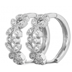 Art Deco Unique Sterling Silver Ladies Hinged Hoop Earrings