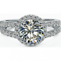 Round Cut CZ Halo 925 Sterling Silver Ring