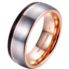 Black & Rose Gold Tone Mens Tungsten Ring / Unisex