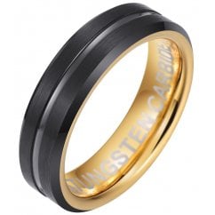 Black Tungsten Ring With Gold Interior 6MM