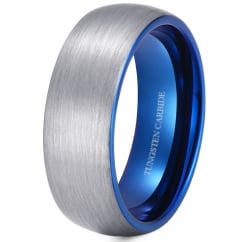 Blue Men’s Tungsten Wedding Band with Blue Interior - 8mm 