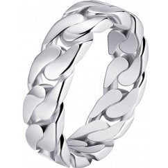 Classic Men's Women 925 Silver Curb Chain Link Ring