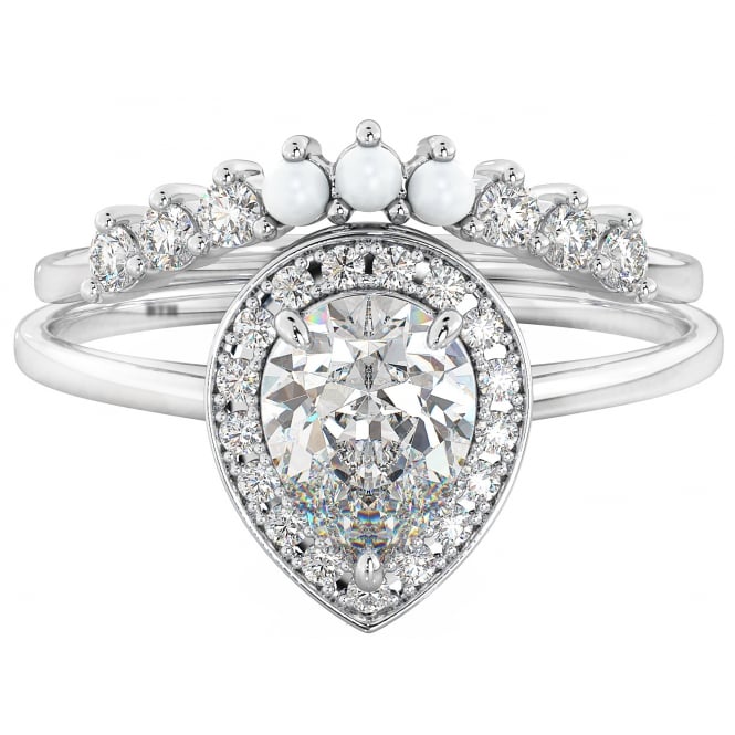 4CT Pear Cubic Zirconia Wedding Engagement Ring Set - 925 Sterling Silver
