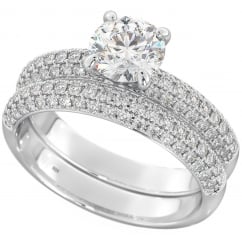 Dazzling Duo Sterling Silver & Cubic Zirconia Bridal Ring Set