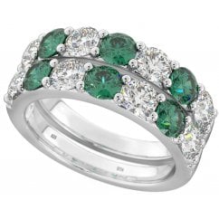 Emerald Cubic Zirconia Eternity Ring in 925 sterling silver 
