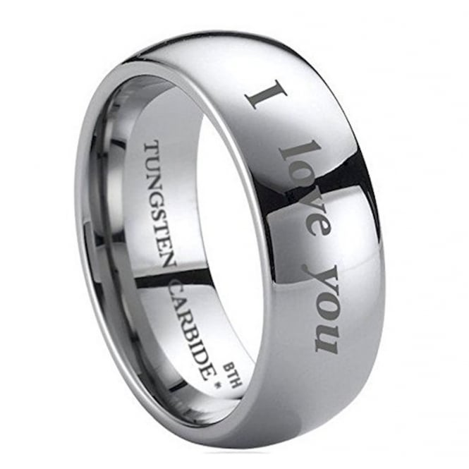 Engraved with I Love You-Tungsten Carbide Mens Wedding Engagement Band Ring