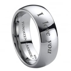 Engraved with I Love You-Tungsten Carbide Mens Wedding Engagement Band Ring