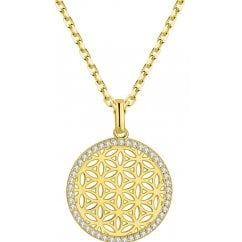 Gold Tone 925 Silver Chakra Flower of Life Pendant Necklace