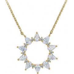 Gold Tone 925 Silver Open Sun Pendant Necklace 