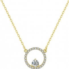 Gold Tone 925 Sterling Silver Open Circle Necklace