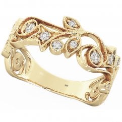 Gold Tone Art-Deco Filigree Sterling Silver Band Ring