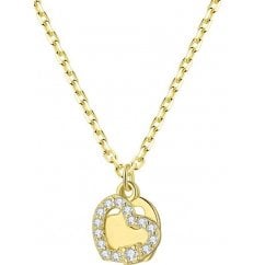 Gold Tone Sterling Silver Double Heart Pendant Necklace