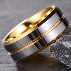Gold Tone Tungsten Ring - Classic wedding Band Ring