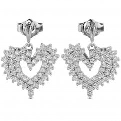 Heart Shaped Dangle Earrings 925 Sterling Silver