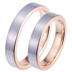 His and Hers Matching 4mm Tungsten Carbide Rose Gold Couples Wedding Ring Set