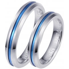 His and Hers Matching 4mm Tungsten Wedding Couple Rings Set