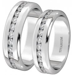 His and Hers Matching 6mm Titanium Couple Rings Set