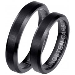 Matching Black Tungsten Couple Rings Set