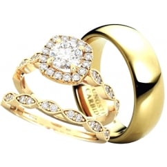 His and Hers Matching Gold Tone Couple Rings Set