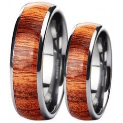 His And Hers Matching KOA Titanium Wedding Couple Rings Set