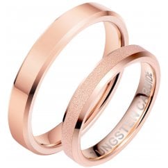 His and Hers Matching Rose Gold Tone Couple Rings Set