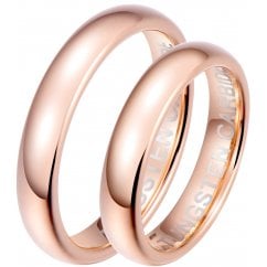 His and Hers Matching Rose Gold Tone Tungsten Wedding Couple Rings Set