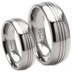 His and Hers Matching Titanium 7mm Wedding Couple Rings Set