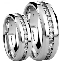 His and Hers Matching Titanium Couple Rings Set