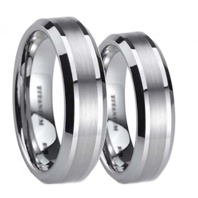 His and Hers Matching Titanium Couple Rings Set