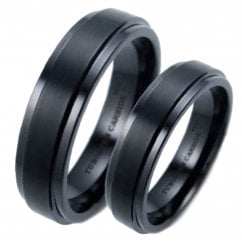 His and Hers Matching Tungsten Black Couple Ring Set