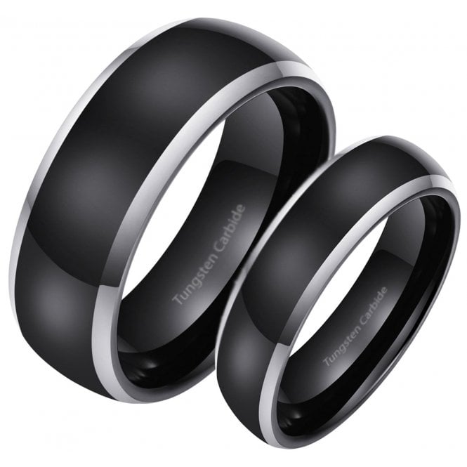 His and Hers Matching Tungsten Black Couple Ring Set