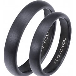 His and Hers Matching Tungsten Couple Rings Set Engraved with ‘I Love You’