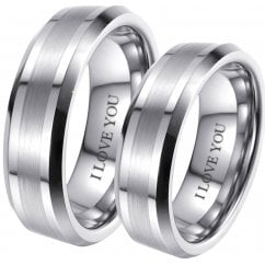 His and Hers Tungsten two pcs Couple Matching Rings Set