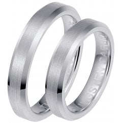 His Hers Matching Brushed Tungsten Couples Wedding Ring Set