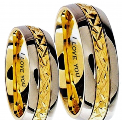 His And Hers Matching Classic Gold Tone Wedding Couple Rings Set