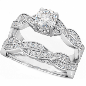 Infinity Twist 2 piece 925 Sterling Silver Unique Bridal Ring Set