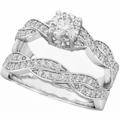 Infinity Twist 2 piece 925 Sterling Silver Unique Bridal Ring Set