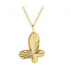 Ladies Pendant Necklace - 925 Silver Gold Butterfly 