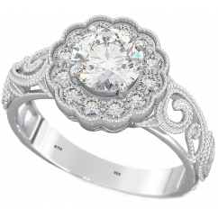 Ladies 925 Sterling Silver Engagement Ring