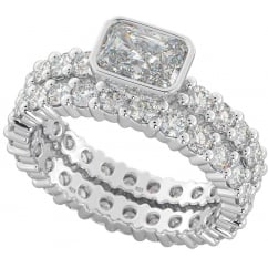 Ladies 925 Sterling Silver Full Eternity Rings Set