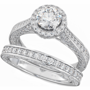 Ladies 925 Sterling Silver Halo Ring Set