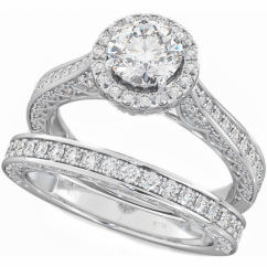 Ladies 925 Sterling Silver Halo Ring Set