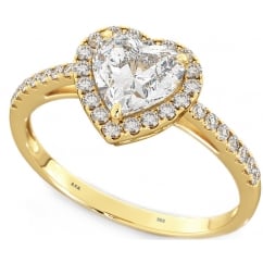 Ladies 925 Sterling Silver Heart Gold Tone Band Ring