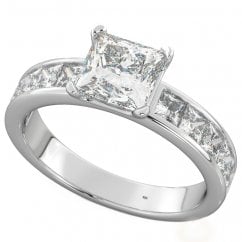 Ladies 925 Sterling Silver Princess Cut Ring 