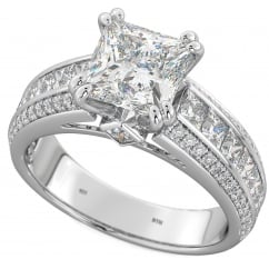Ladies 925 Sterling Silver Princess Cut Solitaire Ring