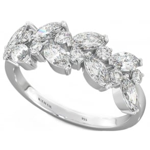 Ladies 925 Sterling Silver Stunning Marquise-Cut Wedding Engagement Bridal Ring 