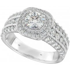 Ladies 925 Sterling Silver with Cubic Zirconia Halo Ring