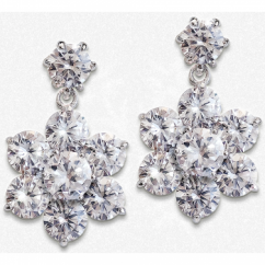 Ladies Art Deco Cluster Drop Earrings in 925 Sterling Silver 