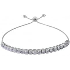 Ladies Basel Set Adjustable Tennis Bracelet in Sterling Silver