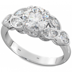 Ladies Brilliant & Marquise Cut 925 Silver Ring